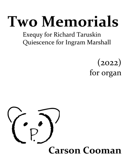 Two Memorials by Carson Cooman Organ Solo - Digital Sheet Music