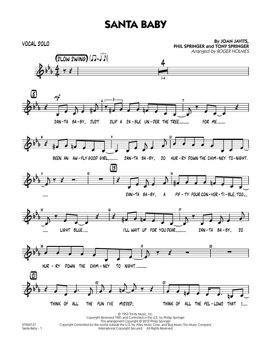 Santa Baby - Vocal Solo Santa Baby - Vocal Solo Jazz Ensemble scores gallery preview page 1