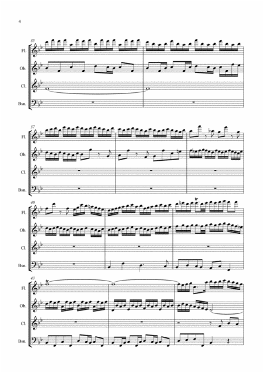 Bach Fugue in Gm BMV 578 - Arrangement for Wind Quartet Woodwind Quartet scores gallery preview page 4