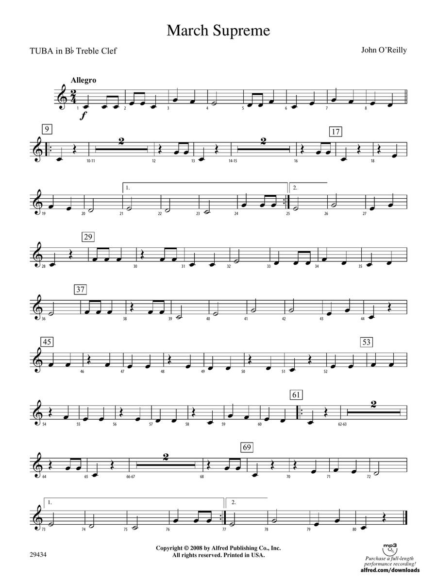 March Supreme: (World Part) B-flat Tuba T.C.