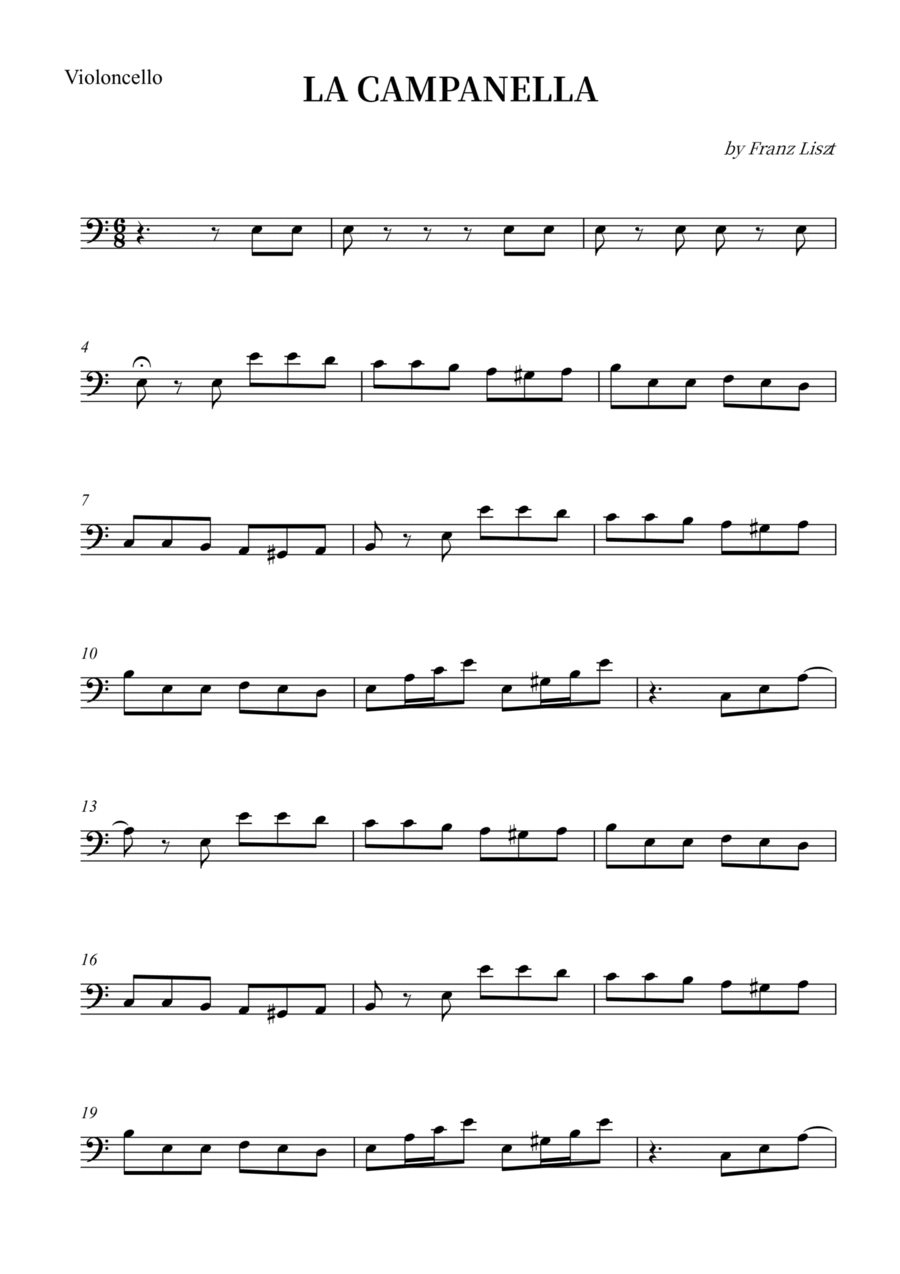 LA CAMPANELLA LA CAMPANELLA Cello Solo scores gallery preview page 1