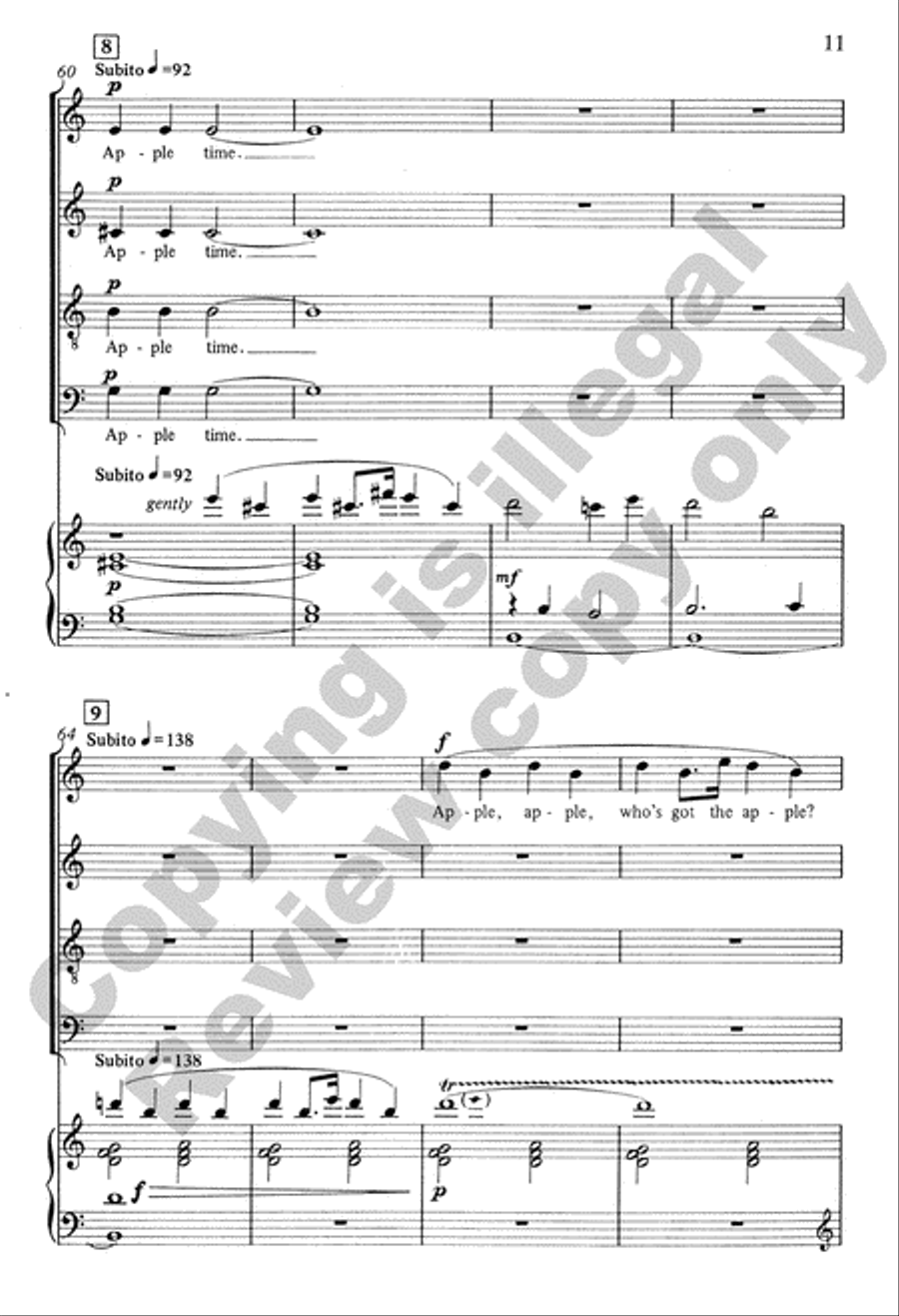 Three Summer Scenes: 3. Picking Apples SSA scores gallery preview page 12