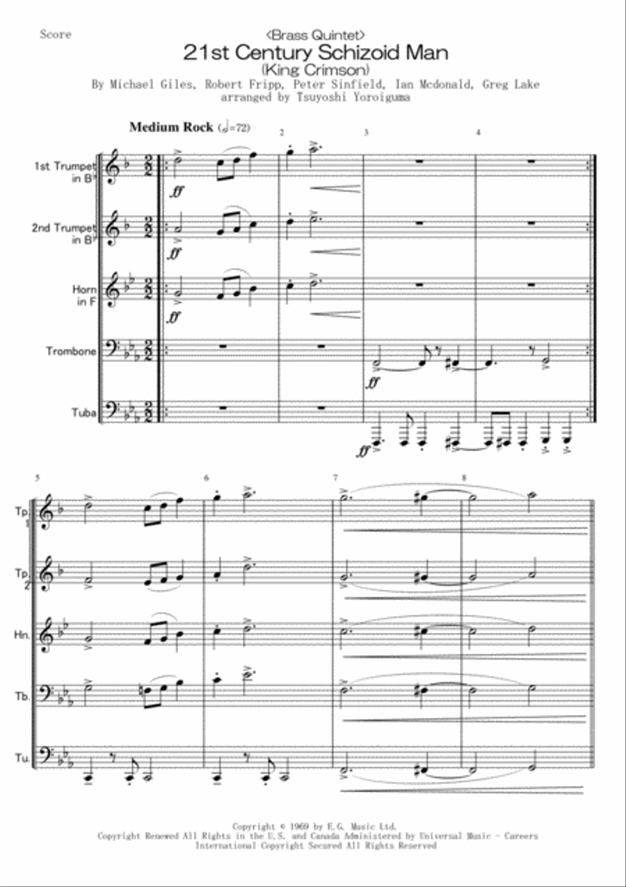 21st Century Schizoid Man Brass Ensemble scores gallery preview page 1