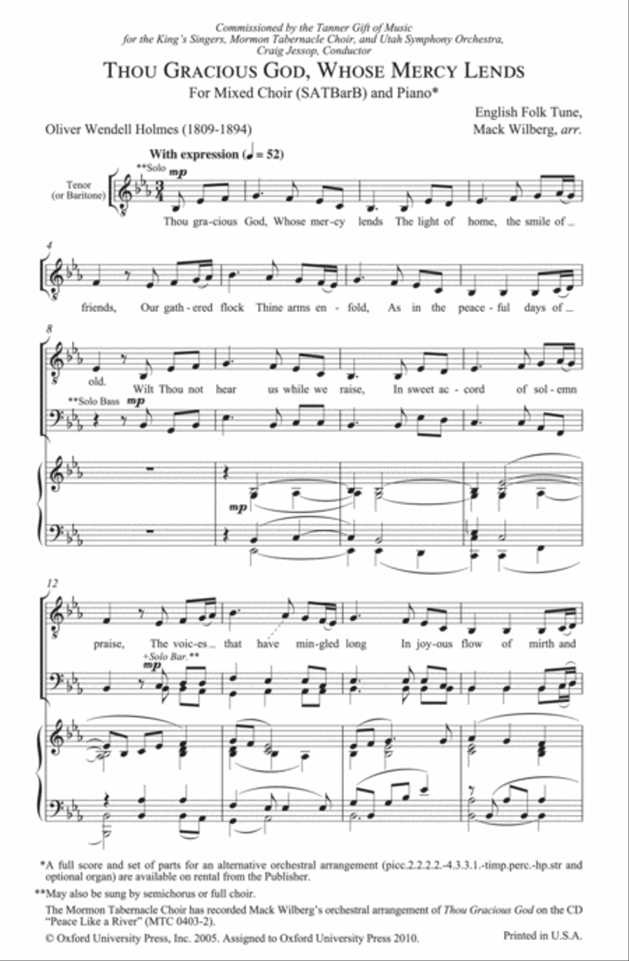 Thou gracious God, whose mercy lends SATBarB scores gallery preview page 1