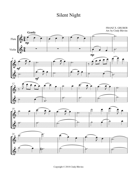 Silent Night, for Flute and Violin image number null