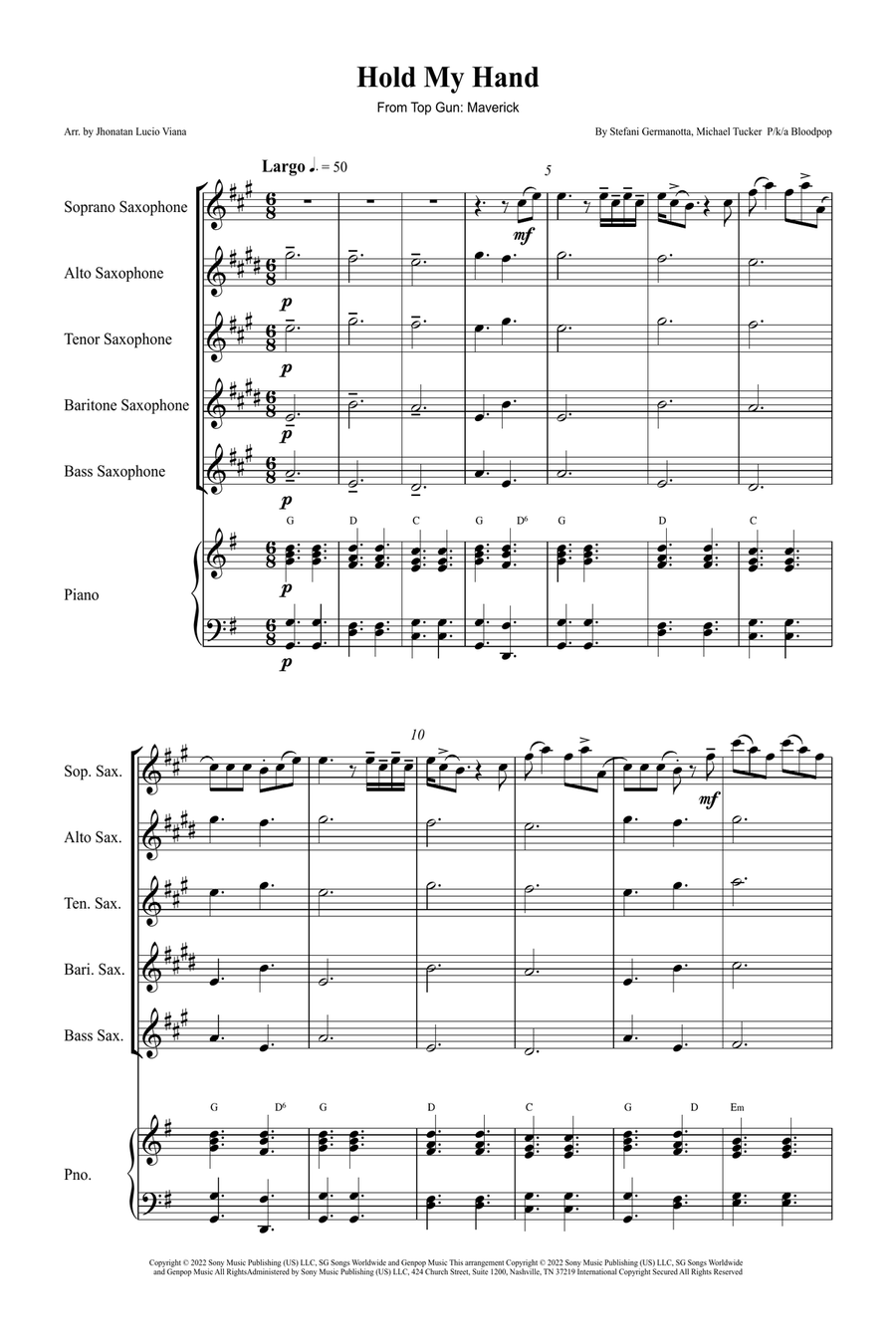 Hold My Hand Small Ensemble scores gallery preview page 1