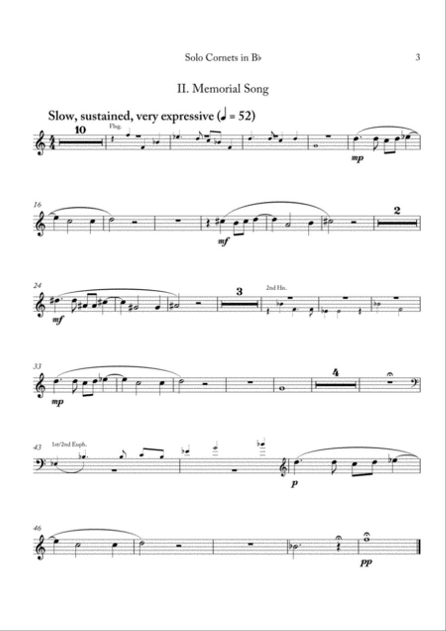 Carson Cooman: Pittsburgh Rhapsody (2008) for brass band, Solo Bb cornet part Brass Band scores gallery preview page 3