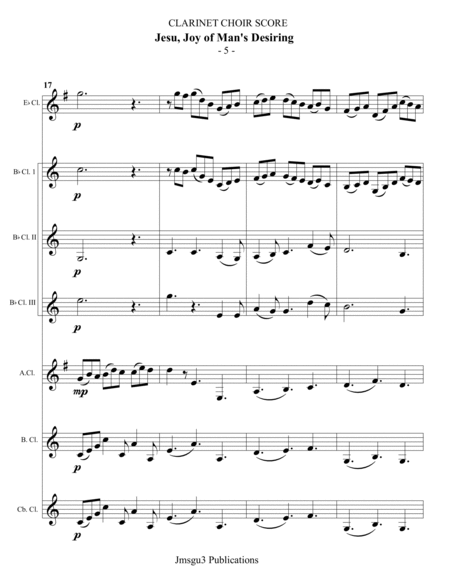 Bach: Jesu, Joy of Man's Desiring for Clarinet Choir image number null
