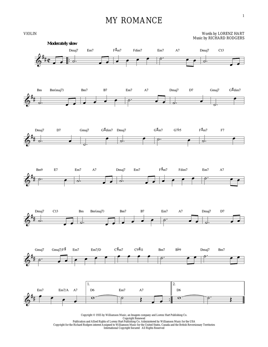 My Romance Violin Solo scores gallery preview page 1