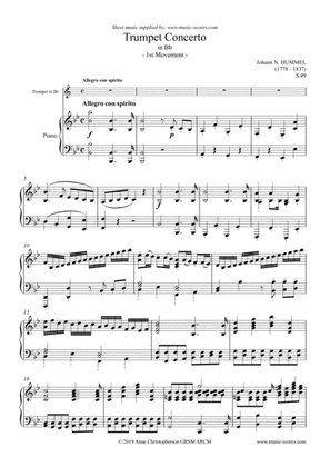 Hummel: Allegro con Spirito in Bb for Bb Trumpet