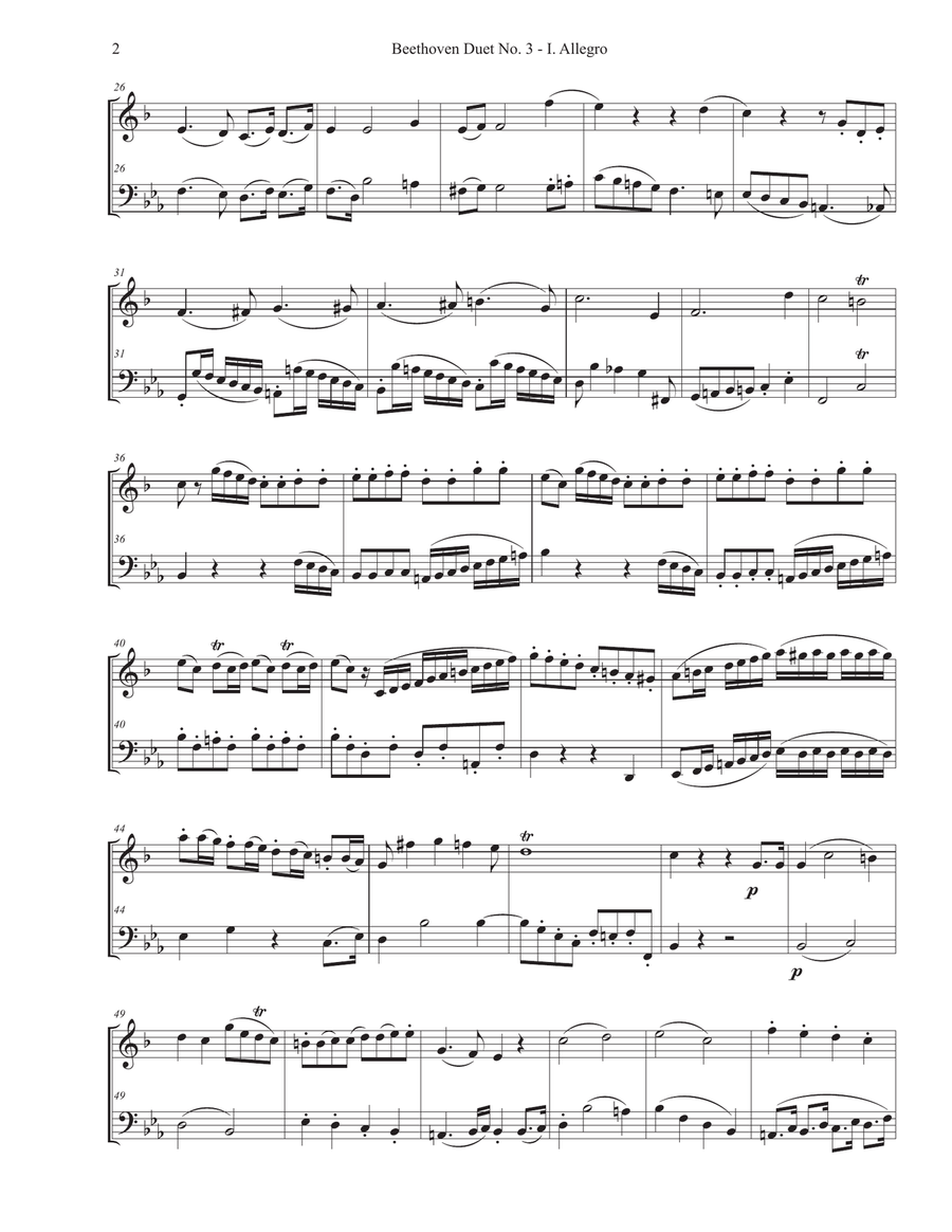Beethoven Duet No. 3 adapted for Bb Trumpet and Tuba Brass Duet scores gallery preview page 3