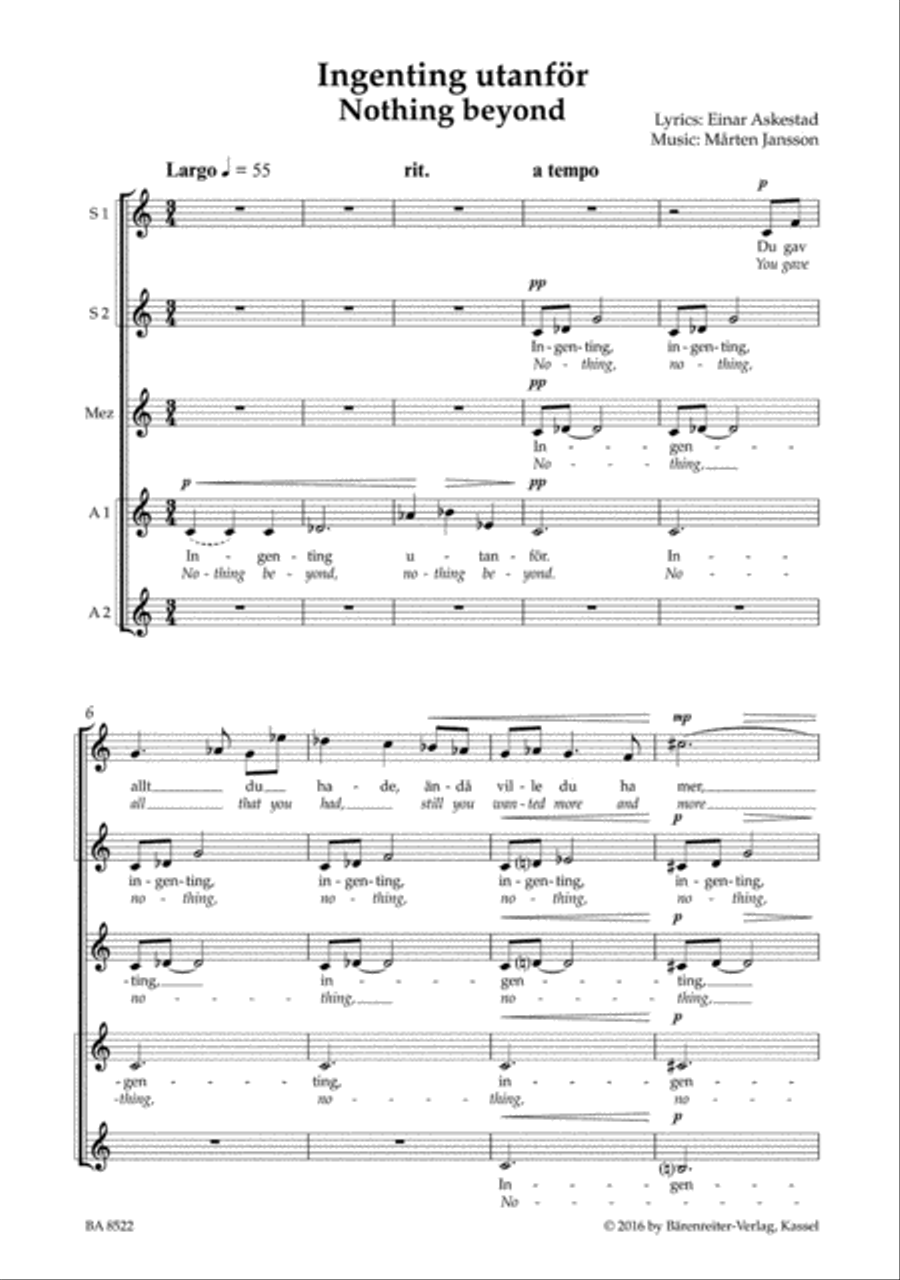 Ingenting utanför (Nothing beyond) Women's Choir scores gallery preview page 2