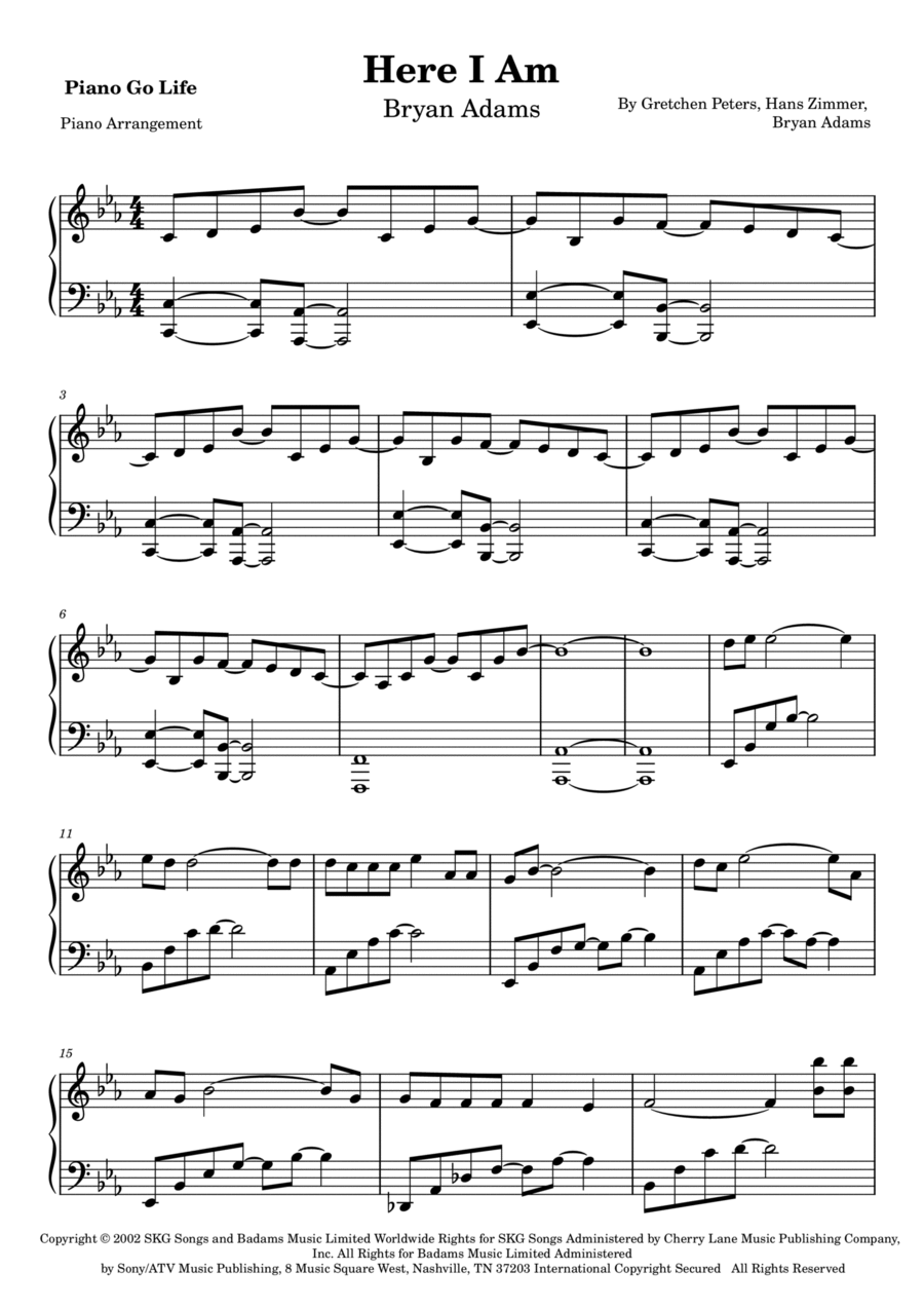 Here I Am Piano Solo scores gallery preview page 1
