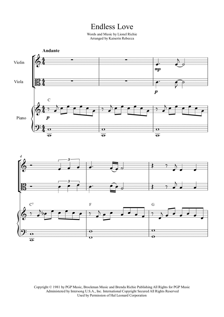 Endless Love String Duet scores gallery preview page 1
