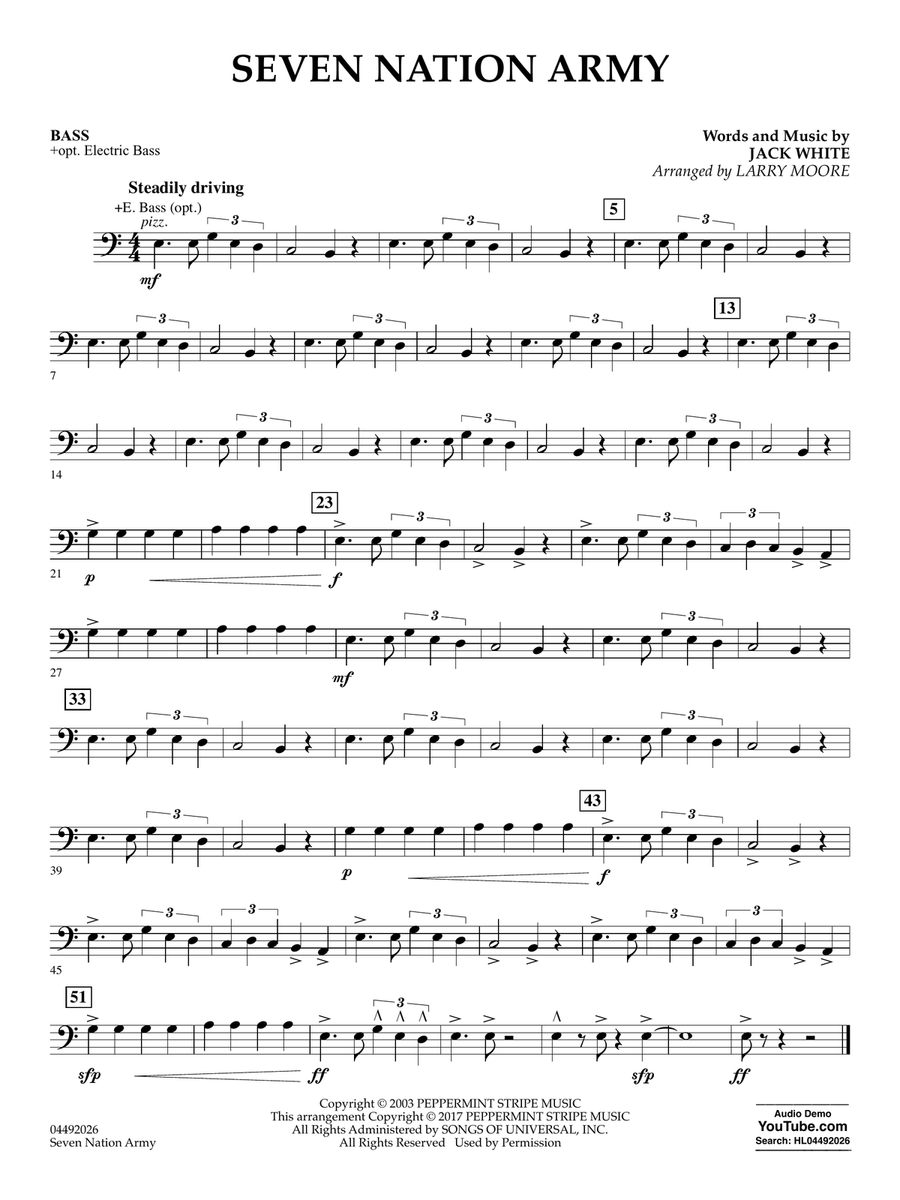 Seven Nation Army (arr. Larry Moore) - String Bass/Opt. Electric Bass String Orchestra scores gallery preview page 1