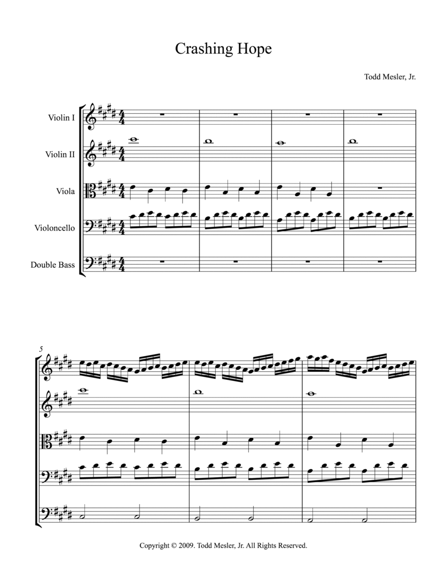 Crashing Hope Crashing Hope String Quintet scores gallery preview page 1