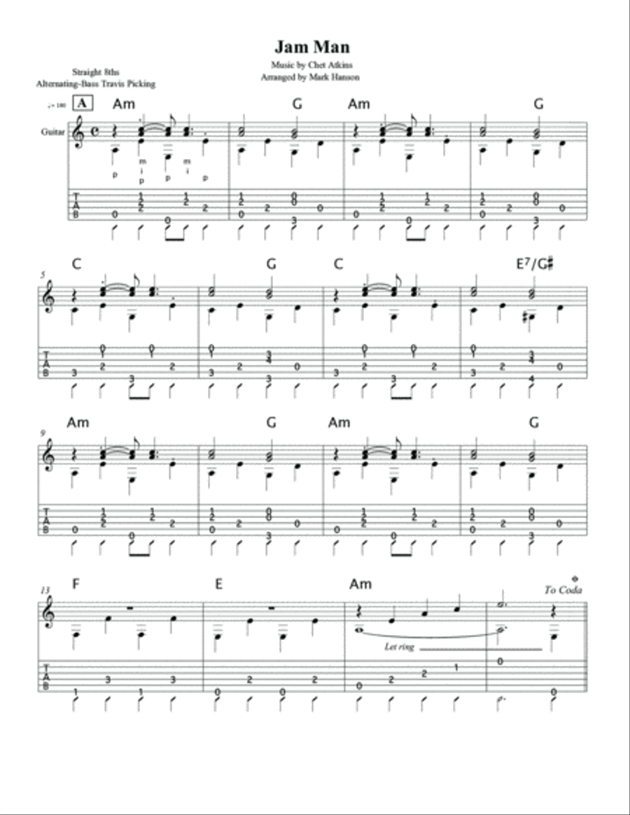 Jam Man - Fingerstyle Guitar Solo Electric Guitar scores gallery preview page 6
