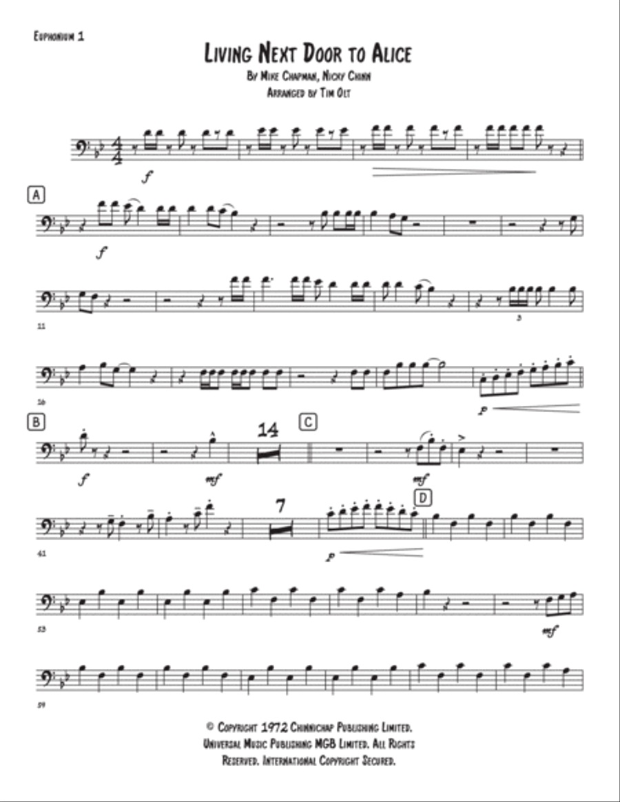 Living Next Door To Alice Brass Quartet scores gallery preview page 6
