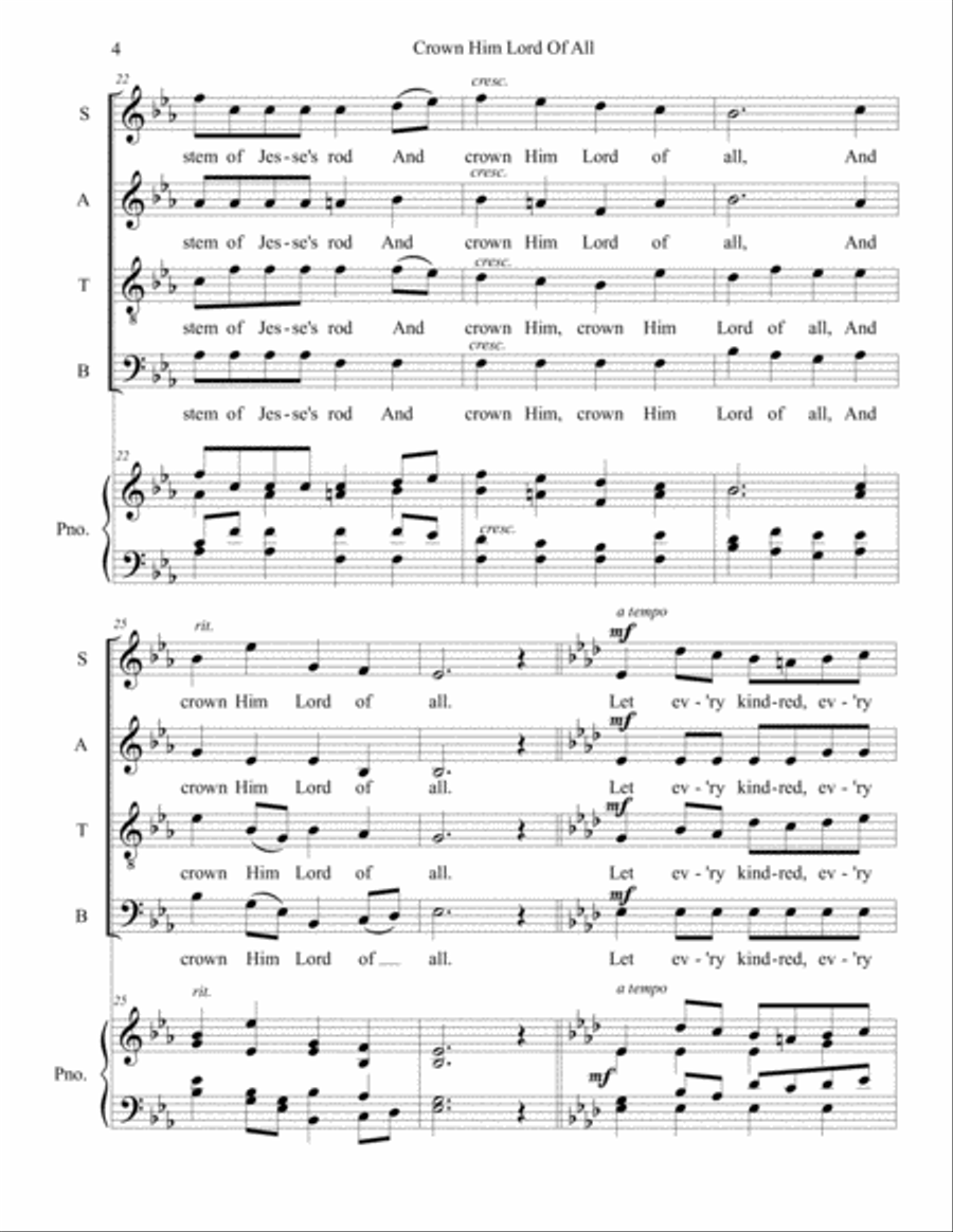 Crown Him Lord Of All 4-Part scores gallery preview page 4