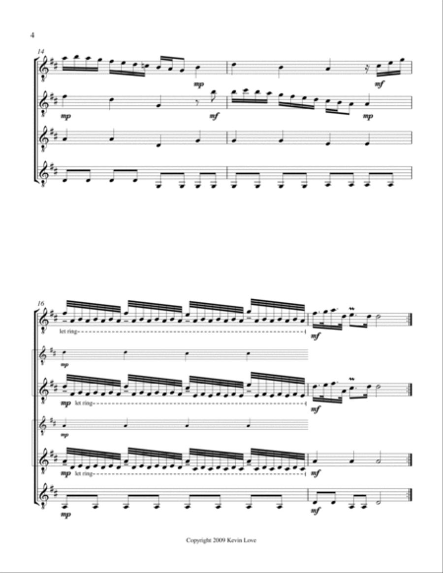 Concerto in D - ii - Largo (Guitar Quartet) - Score and Parts Concerto in D - ii - Largo (Guitar Quartet) - Score and Parts Guitar Ensemble scores gallery preview page 4
