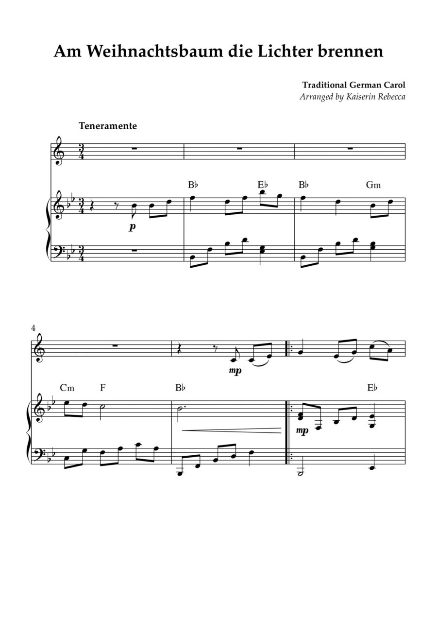 Am Weihnachtsbaum die Lichter brennen B-Flat Trumpet scores gallery preview page 1