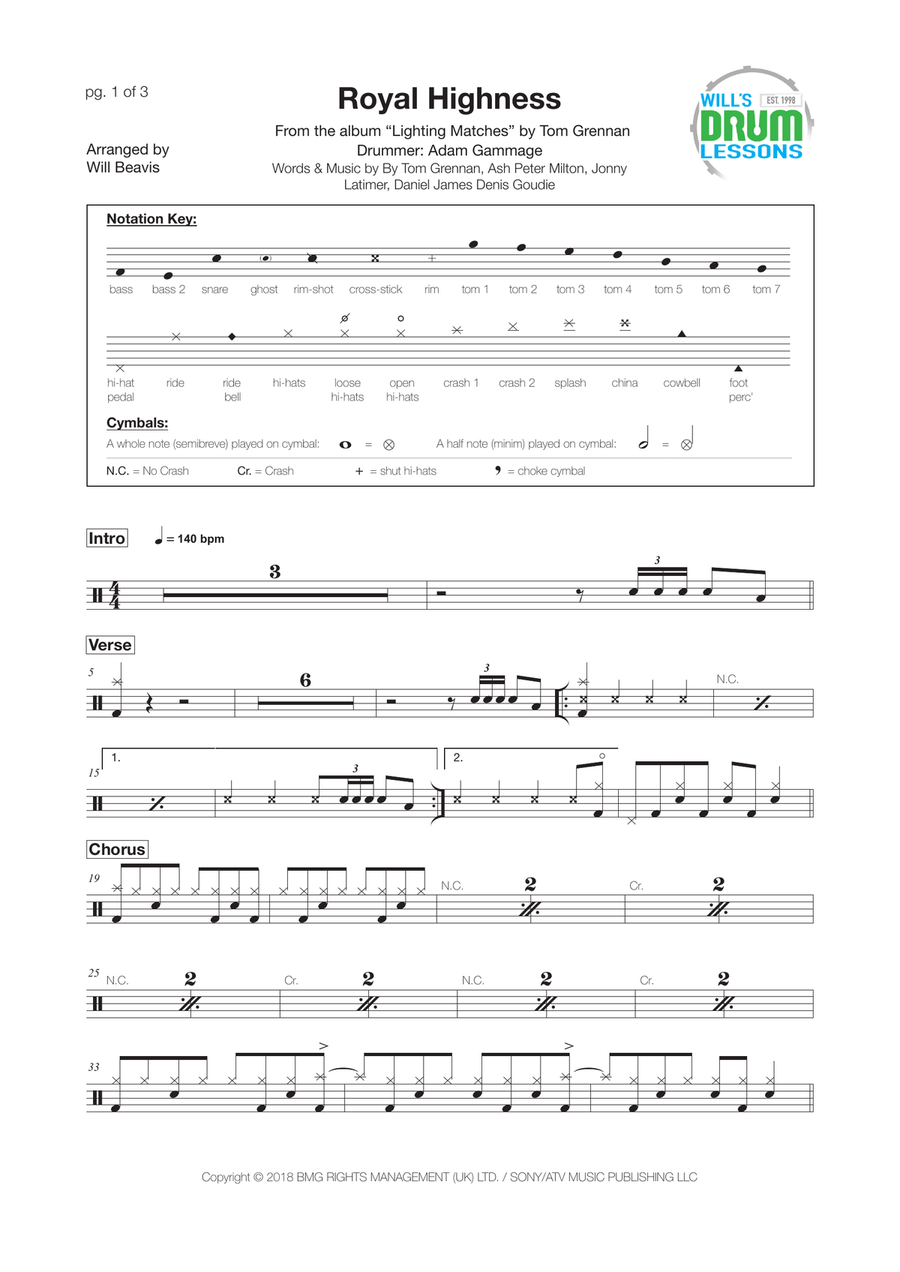 Royal Highness Drum Set - Digital Sheet Music