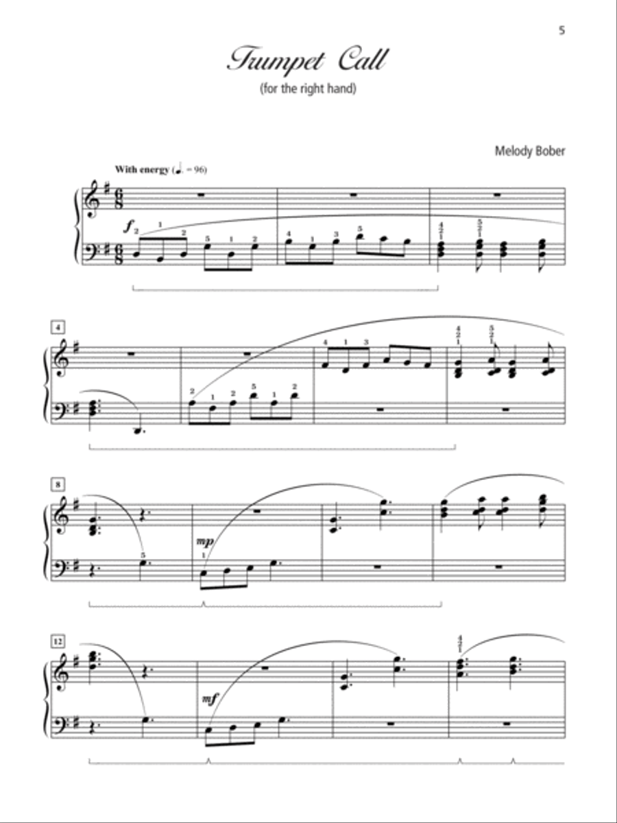 Grand One-Hand Solos for Piano, Book 5: 8 Intermediate Pieces for Right or Left Hand Alone Piano Method scores gallery preview page 5