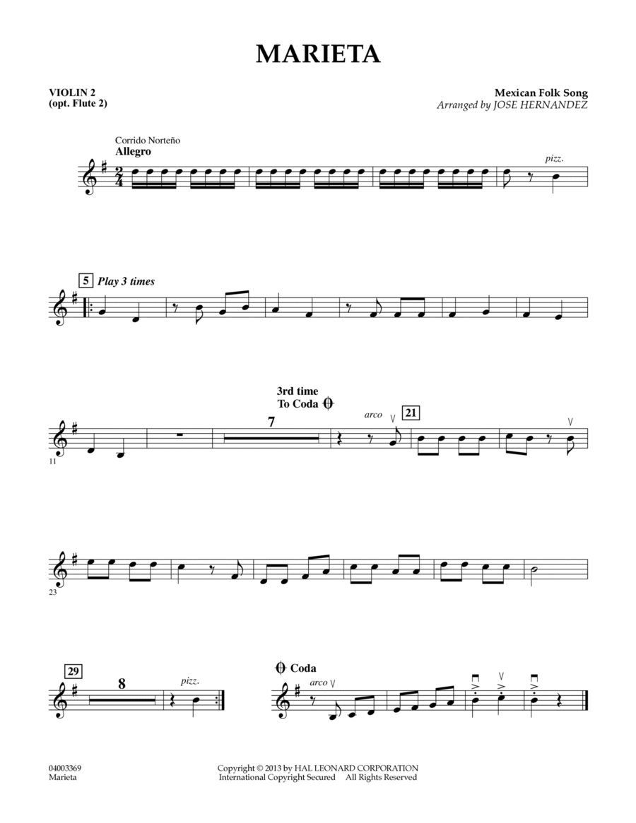 Marieta - Violin 2 Concert Band scores gallery preview page 1