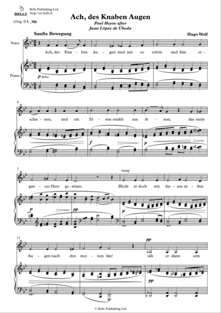 Ach, des Knaben Augen (B-flat Major) Voice Solo scores gallery preview page 1