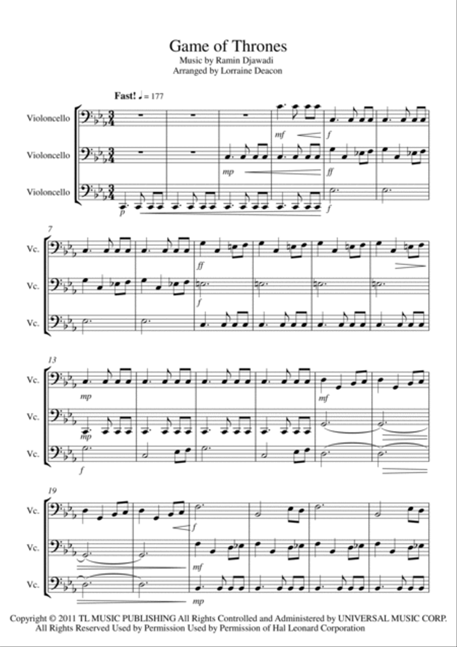 Game Of Thrones String Trio scores gallery preview page 2