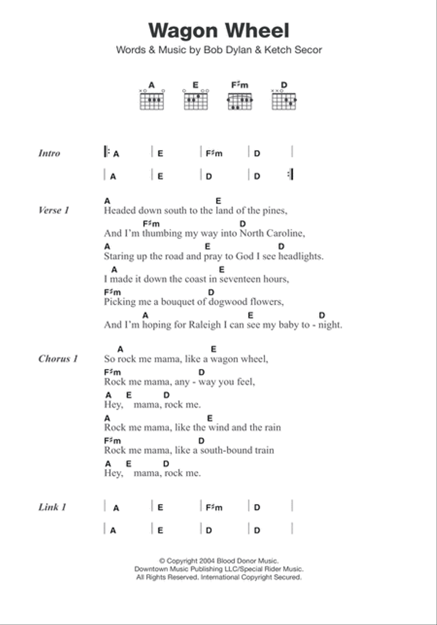 Wagon Wheel Acoustic Guitar scores gallery preview page 1