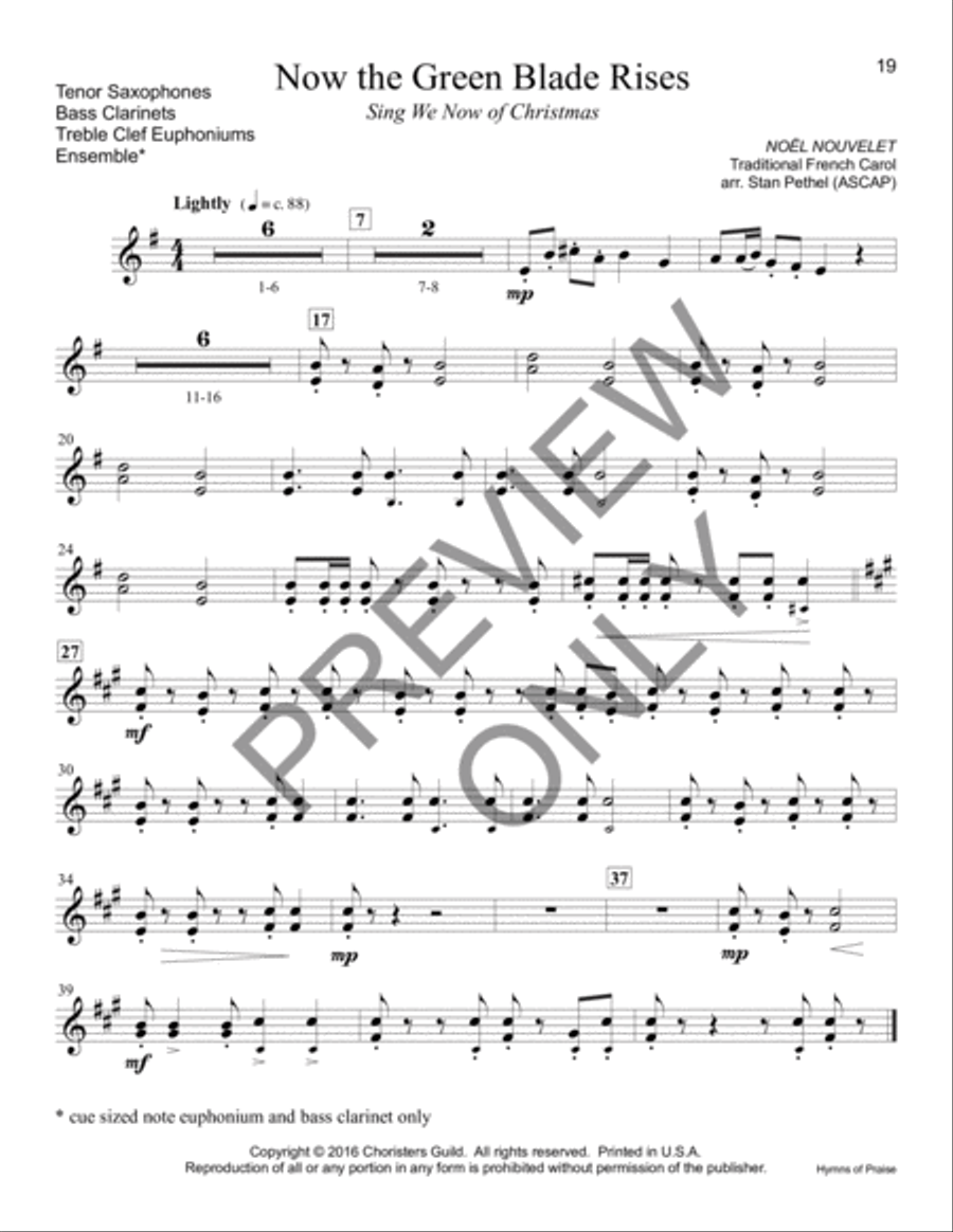 Hymns of Praise - Tenor Saxophone(s)/Bass Clarinet(s)/TC Euphonium(s) Bass Clarinet scores gallery preview page 3
