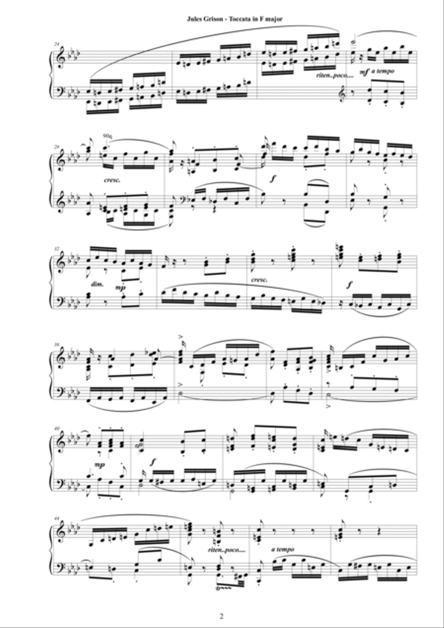Jules Grison - Toccata in F major for Harpsichord (or Piano) Harpsichord scores gallery preview page 2