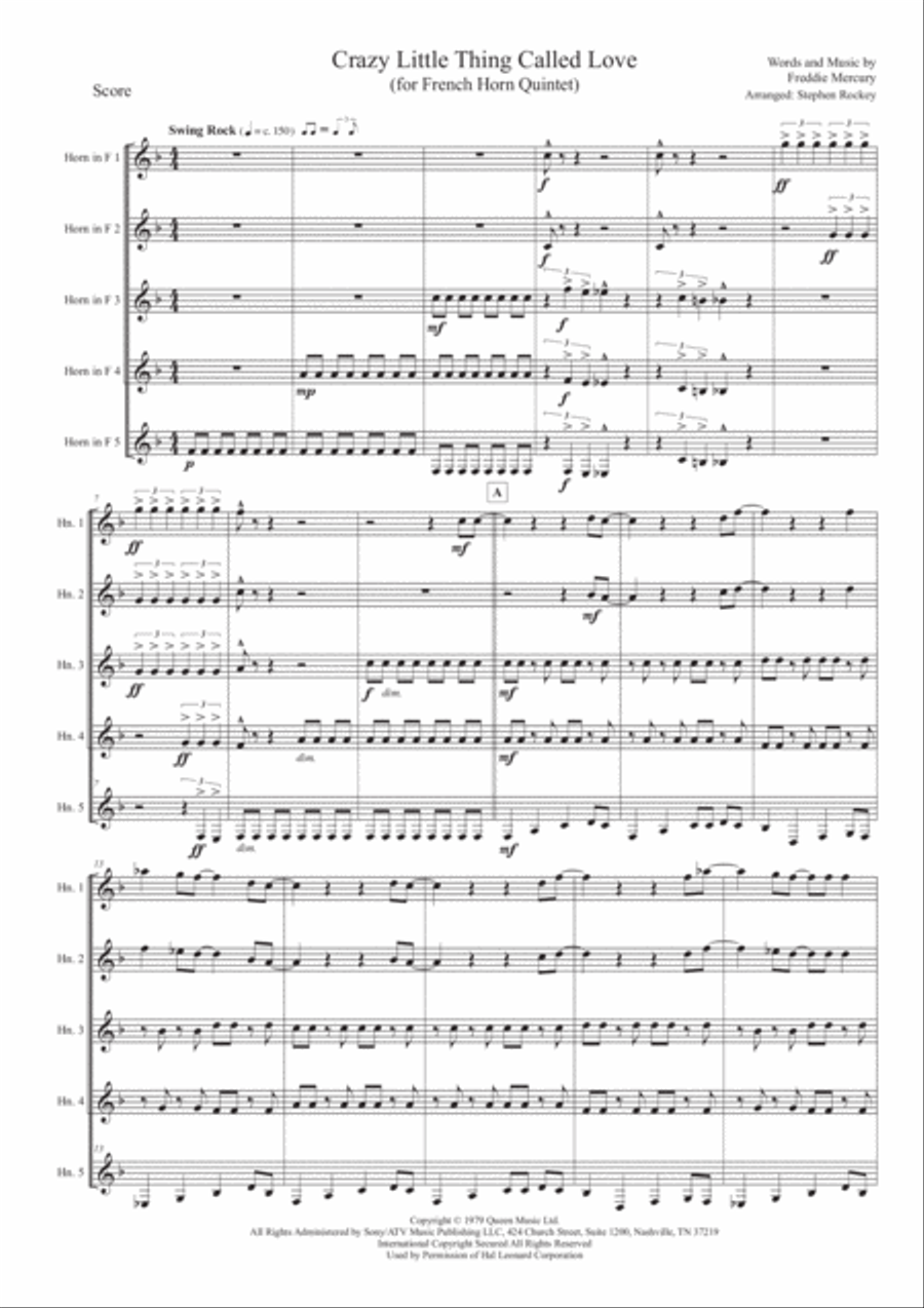 Crazy Little Thing Called Love Brass Ensemble scores gallery preview page 3