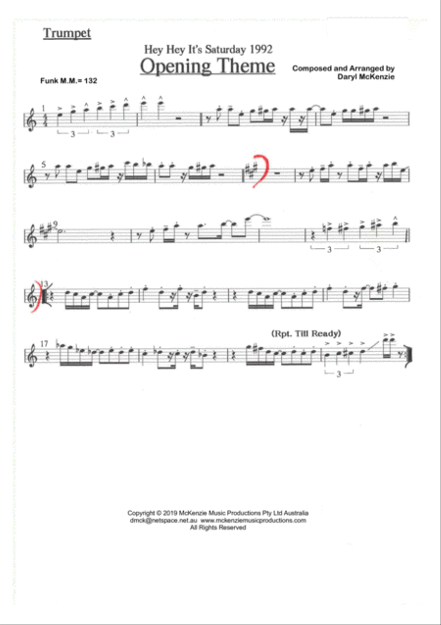Hey Hey It's Saturday Opening Theme - Instrumental Studio Band Saxophone scores gallery preview page 1