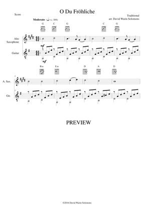 Book cover for O du fröhliche (O Sanctissima) for alto saxophone guitar (simple version)
