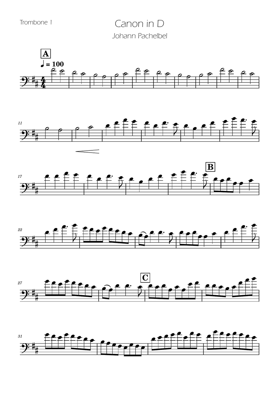 Canon in D - Trombone and Euphonium Duet Brass Duet scores gallery preview page 5