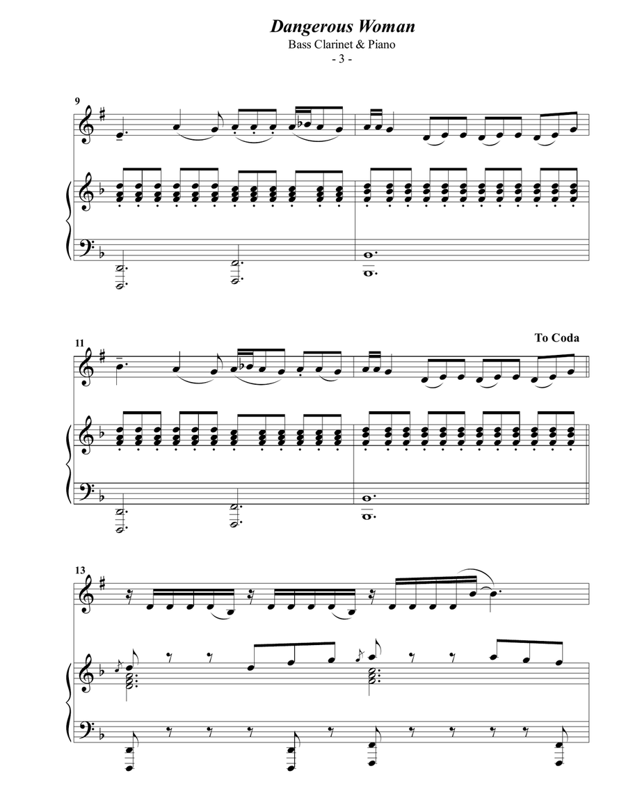 Dangerous Woman Bass Clarinet scores gallery preview page 3
