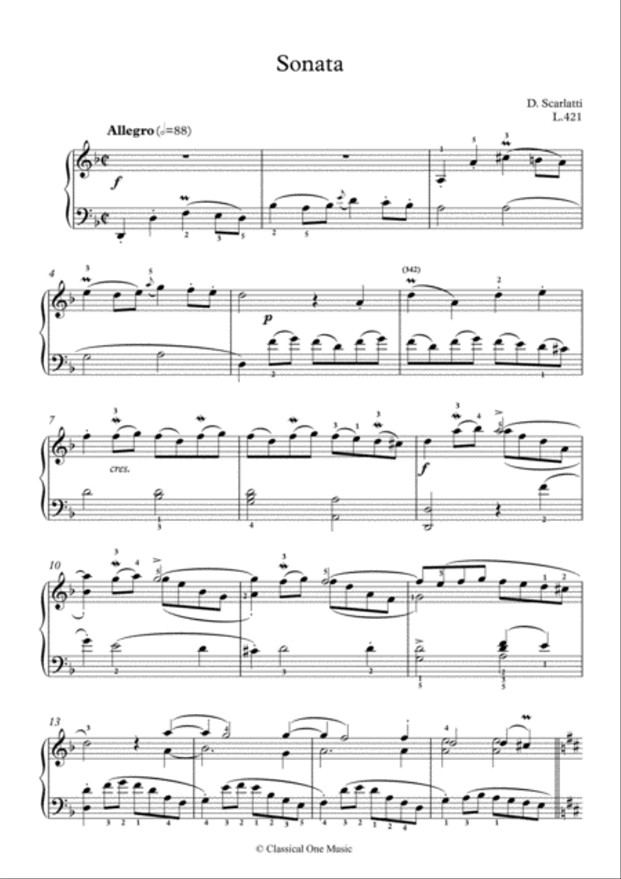 Scarlatti-Sonata in d-minor L.421 K.552(piano) Piano Solo scores gallery preview page 2