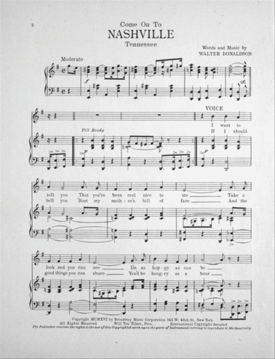 Come On To Nashville Tennessee Voice scores gallery preview page 2