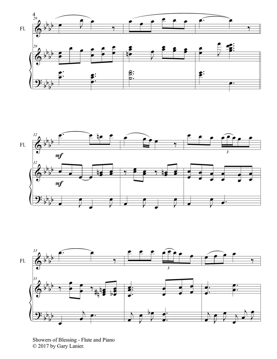 SHOWERS OF BLESSING (Duet – Flute & Piano with Score/Part) Flute Solo scores gallery preview page 5