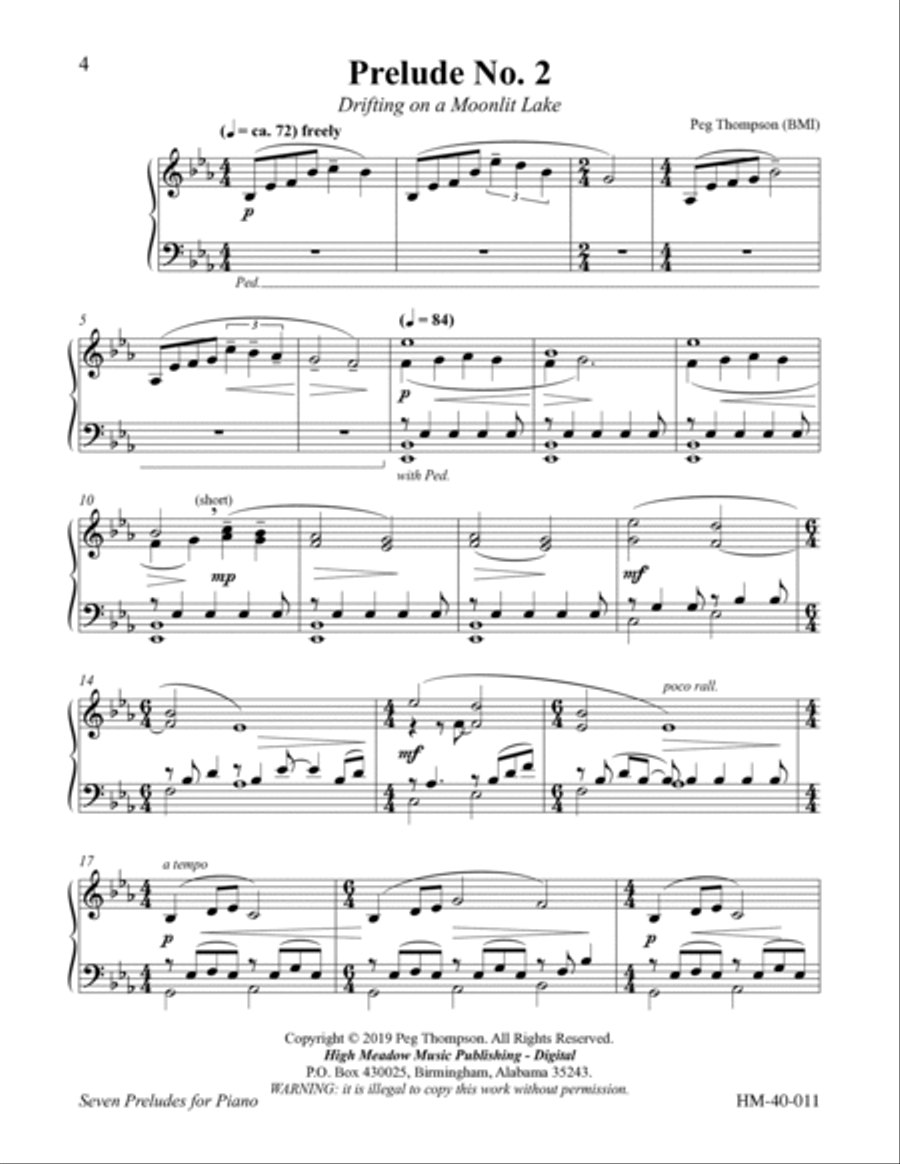 Seven Preludes for Piano Piano Method scores gallery preview page 4