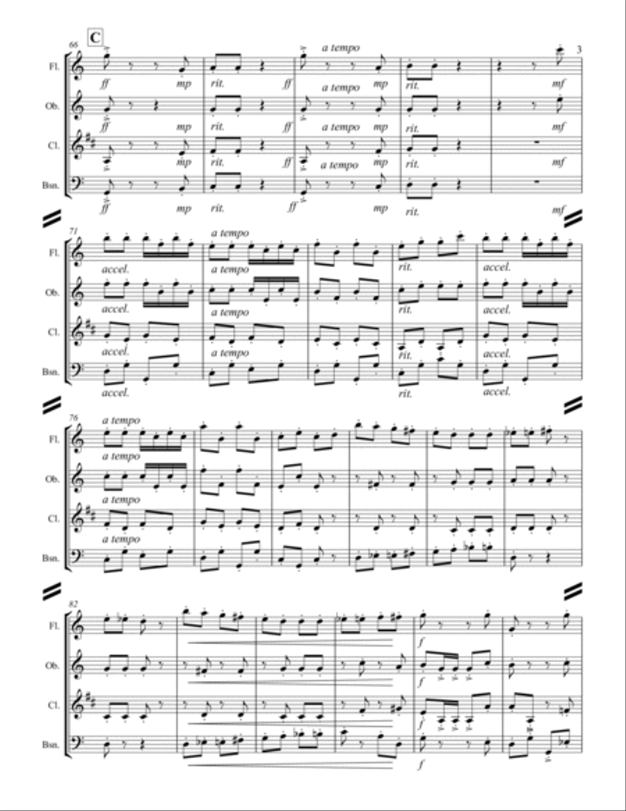 Strauss II – Pizzicato Polka (for Woodwind Quartet) Woodwind Quartet scores gallery preview page 4