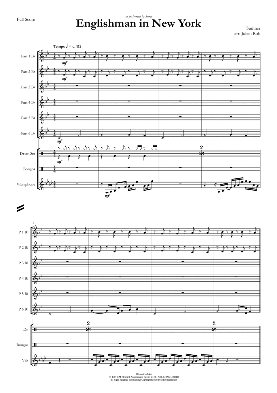Englishman In New York Englishman In New York Concert Band scores gallery preview page 1