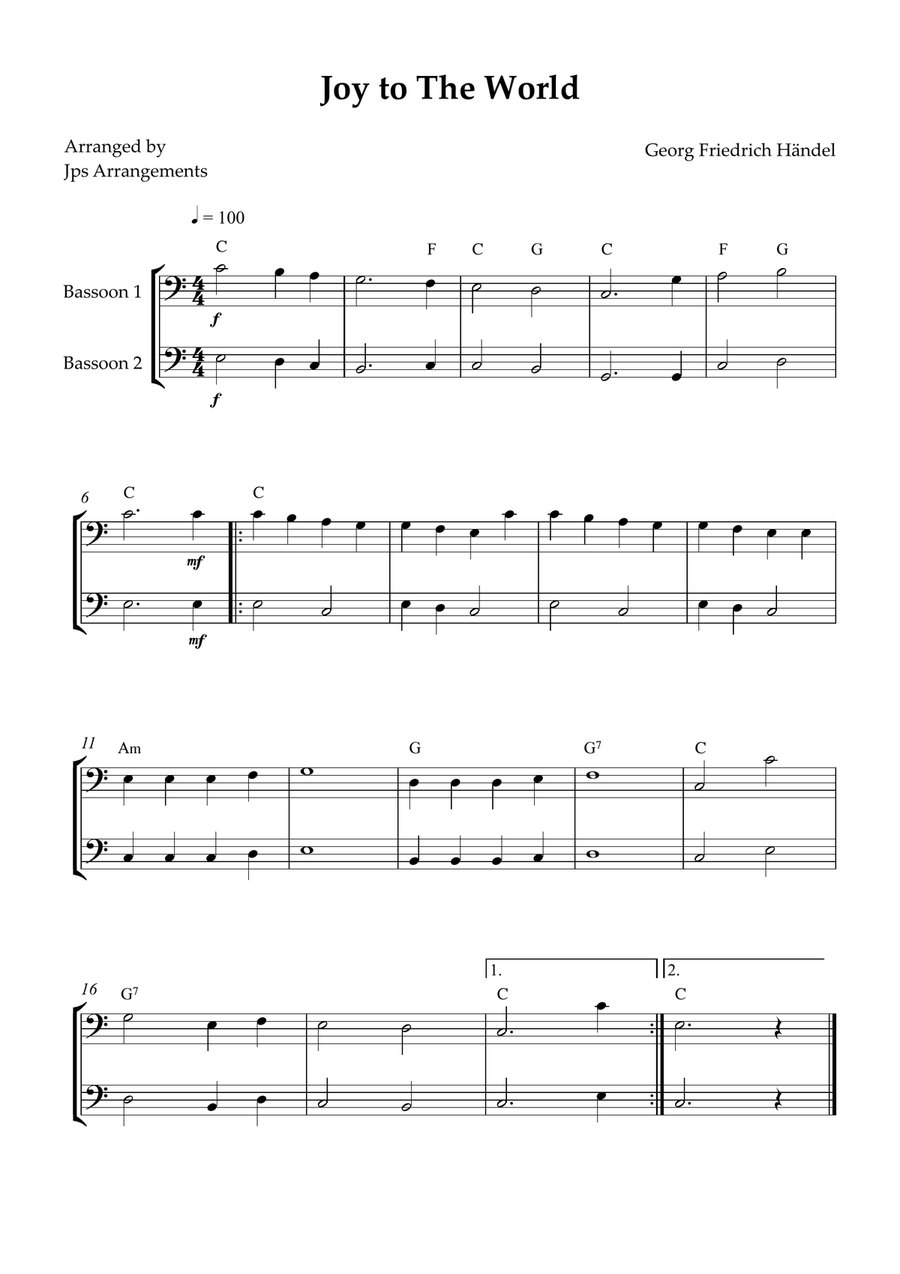 6 Easy Christmas Duets for Bassoon Woodwind Duet scores gallery preview page 3