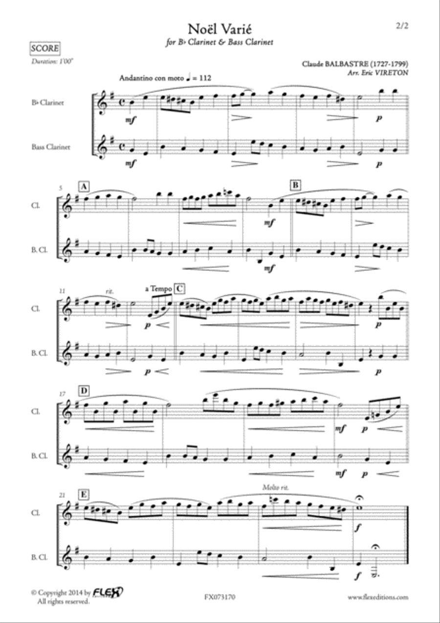Noel Varie Clarinet Duet scores gallery preview page 2