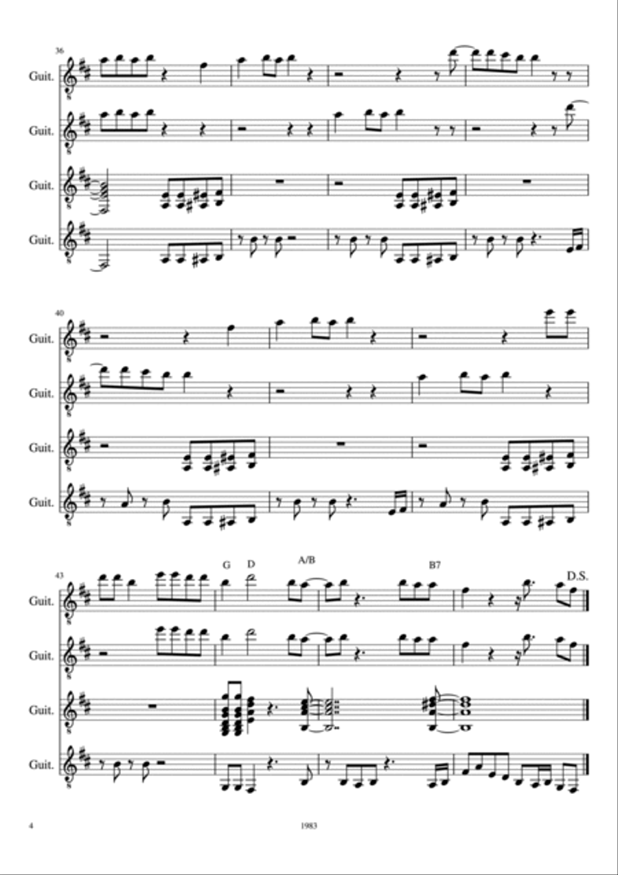 P.y.t. (pretty Young Thing) Guitar Ensemble scores gallery preview page 4