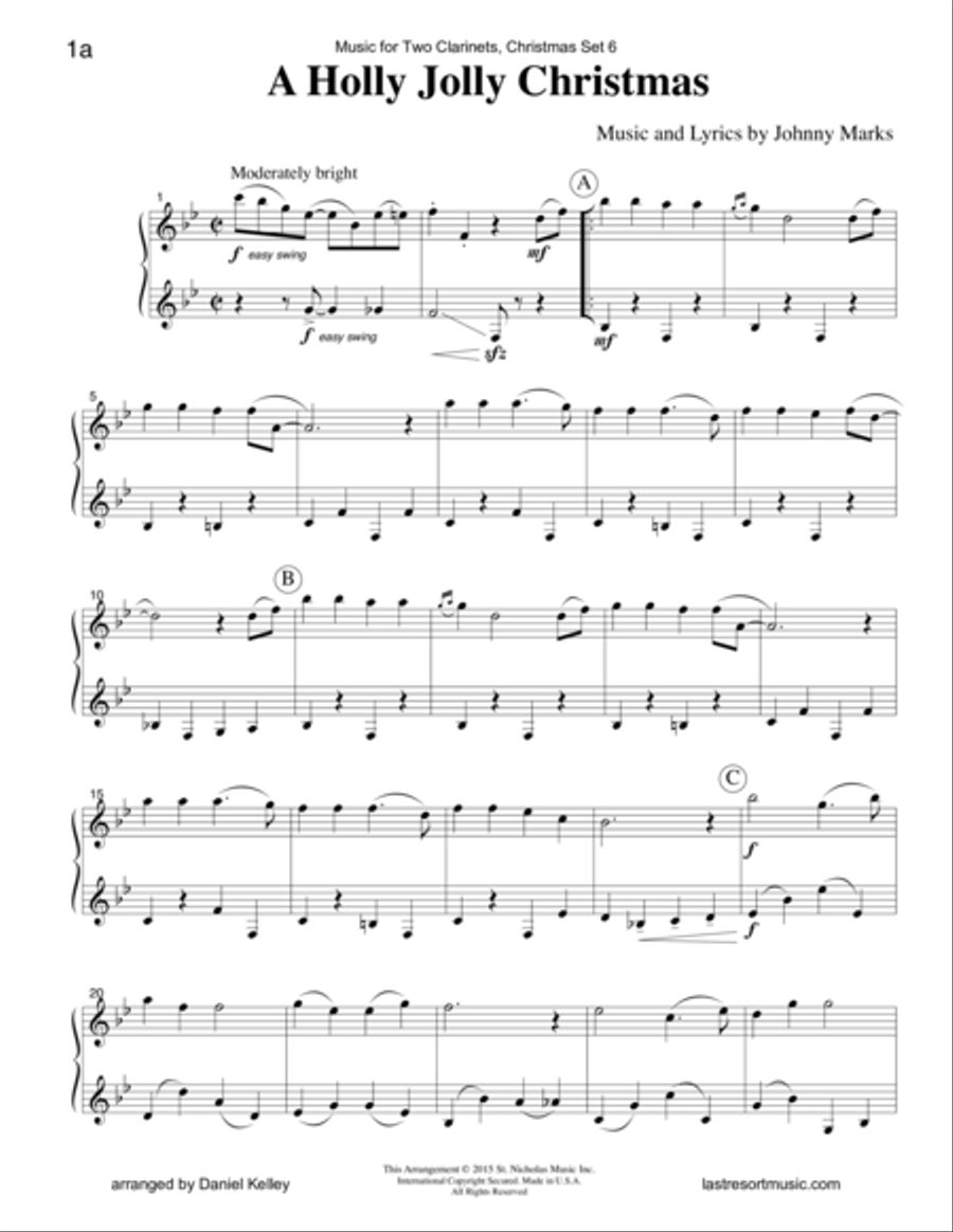Christmas Duets for Clarinet - Set 6 - Music for Two Clarinets Clarinet Duet scores gallery preview page 2