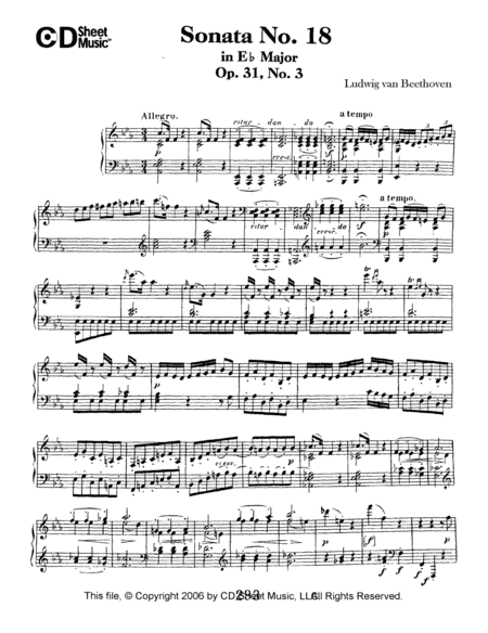 Sonata No. 18 In E-flat Major, Op. 31, No. 3