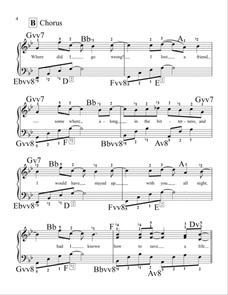 How To Save A Life Piano Solo scores gallery preview page 4